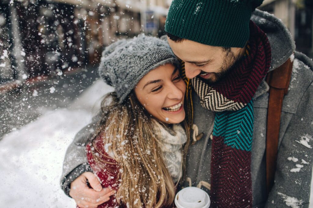 happy couple winter wedding in Toronto