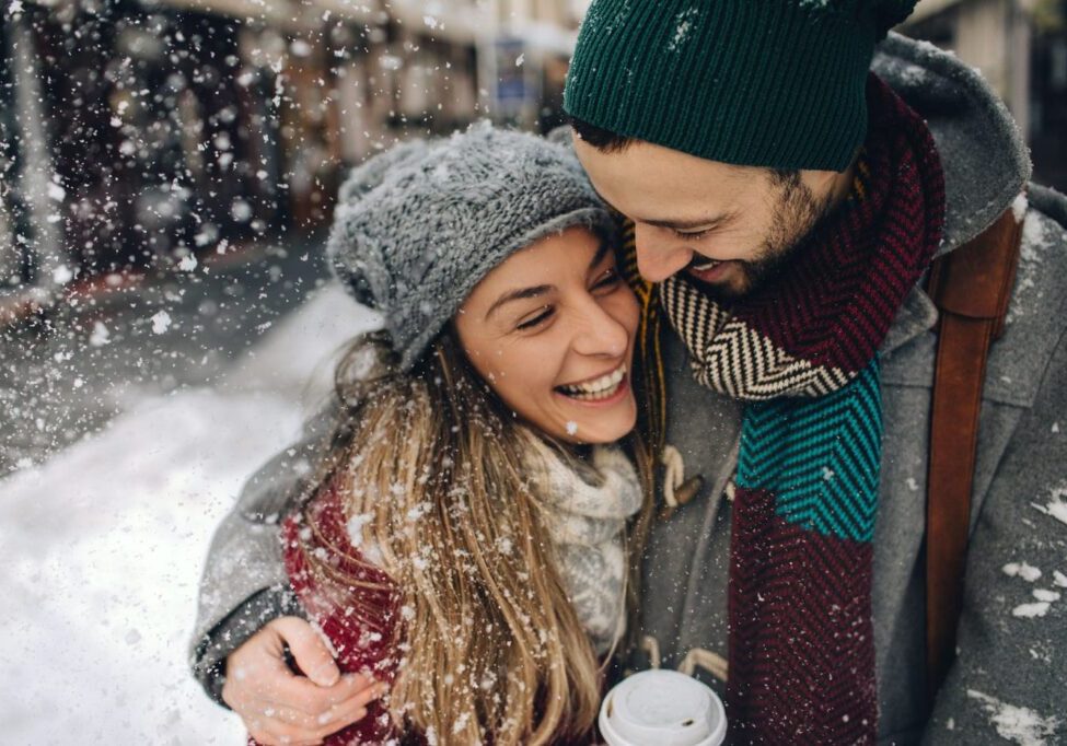 happy couple winter wedding in Toronto